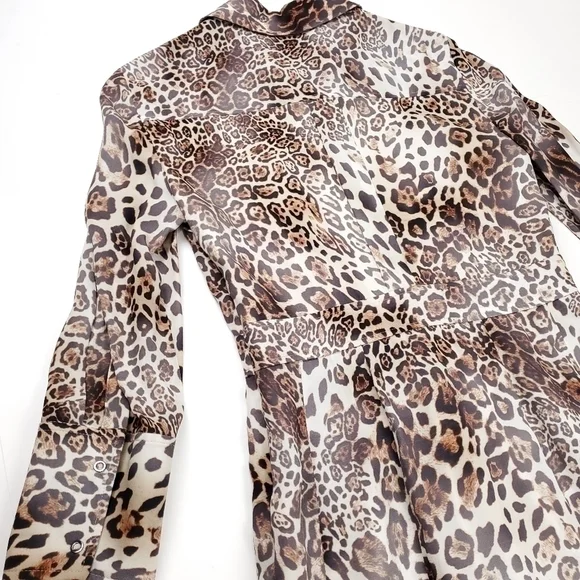 Elie Tahari Distressed Leopard Print Dress Sz 2 - Picture 15 of 16